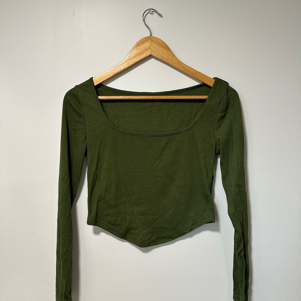 Olive Green Long Sleeve Women's Top